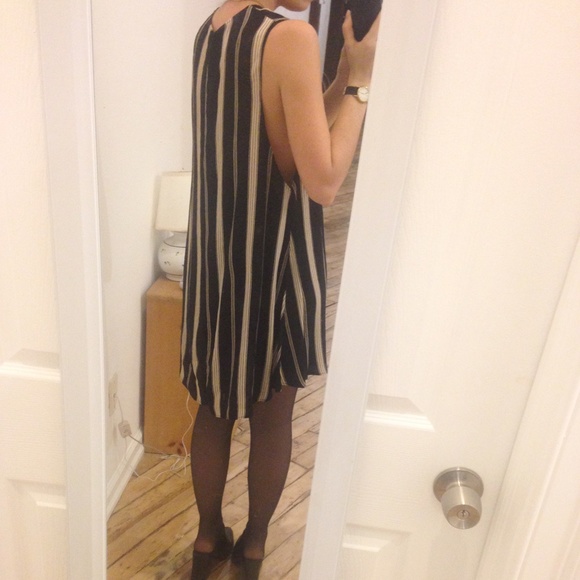 Reformation Black Cream Stripe Mini Dress - Picture 4 of 6